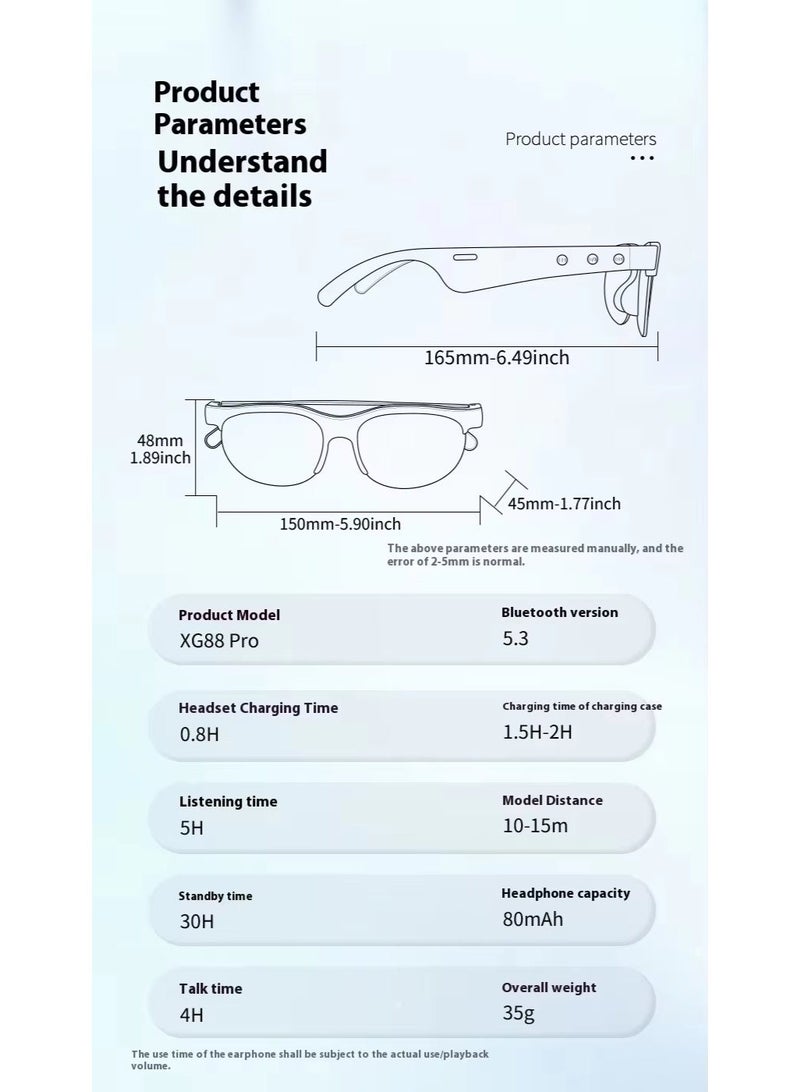 2-in-1 Smart Round Sunglasses & Wireless Stereo Sports Earphones, Waterproof Design for Sweat & Rain, Touch Control Operation, Built-in HD Microphone for Clear Calls, Unisex Fashion Style, Comfortable & Stable Wearing, Suitable for Sports, Commute & Outdoor Activities, Combined Sun Protection & Music Entertainment, Perfect Blend of Smart Wearable & Fashion Accessory - Image 5